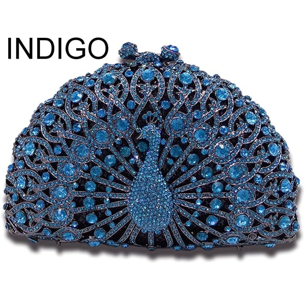 NEW Sparkling Bling Swarovski Crystal Rhinestone Peacock Clutch Bird Pur…
